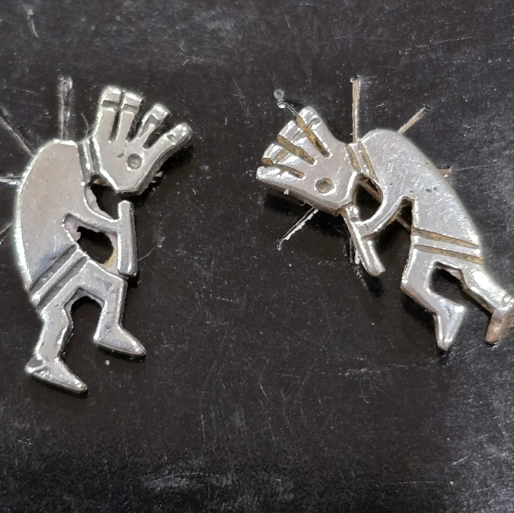 Kokopelli Native American Stud Earrings Sterling